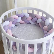 Travesseiro de trança para cama de bebê, 2.2m, 4 fios, amortecedor, decoração de quarto de bebê, adereço para fotos 2024 - compre barato