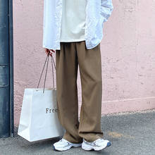 Pantalones coreanos de pierna ancha para hombre, moda informal de Color sólido, ropa de calle, pantalones de traje de pierna recta sueltos, pantalones de vestir, S-XL 2024 - compra barato