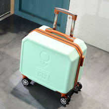 Luxury Small suitcase on wheels light travelling luggage 16/18 pull rod box student boarding trolley box mini password valise 2024 - buy cheap