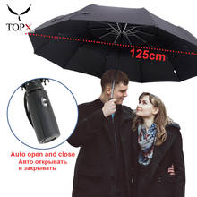 Guarda-chuva 125cm, grande, totalmente automático, à prova de vento, camada dupla, dobrável, chuva, sol, mulheres, homens, negócios, guarda-chuva de golfe 2024 - compre barato