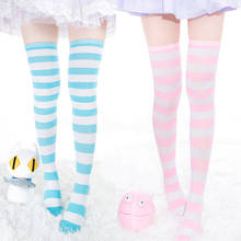 Wholesale Kawaii Women Thigh High Socks Long Stripe Printed Over the Knee Socks Stockings Anime Cosplay Leg Warmers Cute Socks 2024 - buy cheap