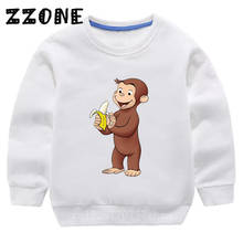 Moletom com capuz infantil, george macaco fofo de desenho animado bebê algodão pulôver tops menina menino roupas de outono, kyt5266 2024 - compre barato