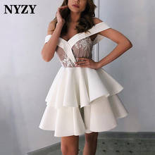 Nyzy cetim vestido de baile branco vestidos de cocktail para festa de casamento à noite formatura do baile de formatura robe de soiree 2021 2024 - compre barato