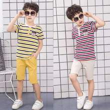 Kids Boys Clothes Summer Outfits Cotton Teenage Boys Clothing Casual Suit Children Short Sleeve Shirt Shorts Set 4 6 8 12 Years 2024 - buy cheap