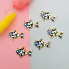 10pcs Cartoon Fish Enamel Charms Metal Pendants Goldfish Floating Fit Earring Bracelet DIY Jewelry Accessories Gift17*25mm FX063 2024 - buy cheap
