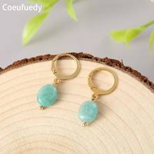 Coeufuedy Natural Amazonite Drop Earrings For Women Jewelry Natural Stone Charm Fashion Jewelry NEW 2024 - buy cheap