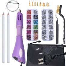 Hotfix Applicator Tool Kit DIY Hot Fix Rhinestones & 7 Tips Support Stand Tweezers Cleaning Brush Wax Pencils Kit ES or EU PLUG 2024 - buy cheap