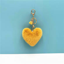 tassel heart pom pom keychain for women girls cute trinket keyring for bag car keys pendant holder charm fashion jewelry gift 2024 - buy cheap