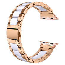 ceramics watch accessories for apple watch band 42mm 38mm 44mm 40mm iwatch strap series 5/4/3/2/1 316L stainless steel bracelet 2024 - купить недорого
