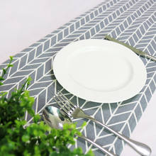Caminos de mesa de algodón y lino, mantel moderno con patrón geométrico gris y blanco, para fiesta, decoración de boda, artesanías 2024 - compra barato