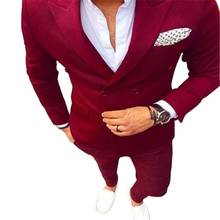 Traje de esmoquin de novio de alta calidad para hombre, chaqueta de padrino de bodas (chaqueta + pantalón + corbata), color rojo, informal, de verano 2024 - compra barato