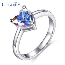 Cellacity Fashion Silver 925 Jewelry Charms Rings for Women Heart shaped Topaz Colors  Gemstone Female Dating Gift Wholesale 2024 - buy cheap