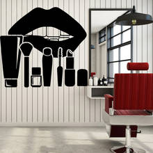 Lips Makeup Stickers Beauty Salon Cosmetics Vinyl Decal Home Decor Girls Bedroom Decoration O66 2024 - buy cheap