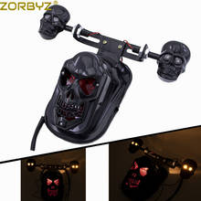 Zorbyz pisca-pisca de motocicleta preto, luz traseira da placa de freio com caveira para harley chopper bobber personalizado 2024 - compre barato