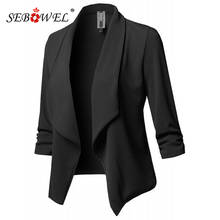 SEBOWEL Women Casual Open Front Shrug 3/4 Sleeve Lightweight Blazer Jacket Autumn Spring Office Lady Black/Purple Blazers S-XXXL 2024 - buy cheap