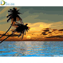 Modern 5D Diy Diamond Painting Abstract Seaside Scenery Sunset Palm Trees Cross Stitch Embroidery Mosaic Full Square Round Drill 2024 - buy cheap