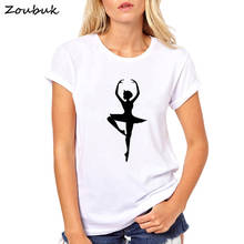 Camisetas de dança de bailarina de balé impressão letras femininas camiseta plus size camisa de verão femme harajuku camisa feminina topos 2024 - compre barato