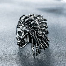 New Fashion Biker Stainless Steel Ring for Men Tribe Apache Indian Chief Head Ring Punk Rocker Figure Jewelry Male Ring 2024 - buy cheap