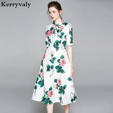 New Women Rose Princess Summer Beach Dress Moda Mujer 2022 Short-Sleeved Slim-Fit Celebrity Graceful Fashionable Dress K5866 2024 - buy cheap