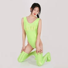 Thin Transparent Sexy Swimsuit Women Lingerie Set One Piece Bodysuit High Elastic Glossy Smooth Bodycon Tight Thong Stocking 2024 - buy cheap