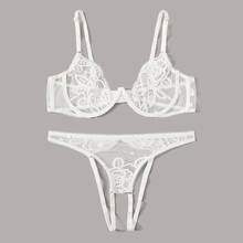 Babydoll Corset Erotic Lingerie Feminina Floral Lace Sexy Underwear Set Push Up Porno Bra Crotchless Briefs Sexy Lenceria Mujer 2024 - buy cheap