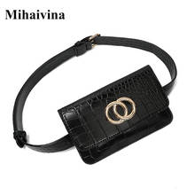 Mihaivina Luxury Waist Bag Women Belt Bag Leather Fanny Pack Black Mobile Phone Bag Female Belt Fahion Shoulder Pocket Hip Pack 2024 - buy cheap