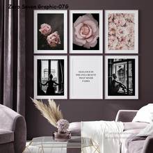 Nordic Vintage Peony Roses Flowers Elegant Girl In Front Of Window Canvas Posters Prints Picture Wall Art For Home Decoration 2024 - buy cheap