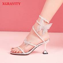 XGRAVITY Crystale Snake Shaped Ladies High Heel Sandals Sexy Rhinestone Designer Butterfly Women Sandals Thin Heel Shoes B014 2024 - buy cheap