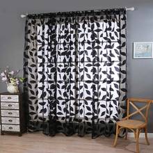 European curtains panel Flower Leaf Valances curtain window screening customize finished products window treatment sheer black 2024 - buy cheap