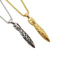 Gold color stainless steel cool torpedoshape pendant necklace Military enthusiasts torpedoshape fashion necklace BLKN0789 2024 - buy cheap