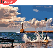 HUACAN Paint By Number Sea Drawing On Canvas DIY Pictures By Numbers Seascape Kits Hand Painted Painting Art Gift Home Decor 2024 - buy cheap