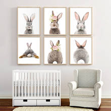 Pintura en lienzo de conejo de Animal nórdico, póster de pared de conejo para guardería, imagen impresa, decoración para dormitorio de niños, decoración del hogar para bebé 2024 - compra barato