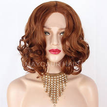 Maycaur Lace Front Wigs Ginger Orange Bob Wig Short Wavy Hair Copper Red Synthetic Lace Front Wigs for Black Women 2024 - buy cheap