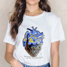 Camiseta estampa de coração abstrato oceano, camiseta feminina verão, coração, terra, moda, estética, hipster 2024 - compre barato