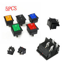 Kcd4 rocker switch on-off 2 posição 4 pinos com luz 16a 250vac/20a 125vac interruptor de alimentação dpst vermelho amarelo verde azul preto barco 2024 - compre barato