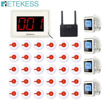 RETEKESS Wireless Calling System Restaurant Cafe Office Pager Receiver Host+4 Watch Receiver+Signal Repeater+30 Call Buttons 2024 - buy cheap