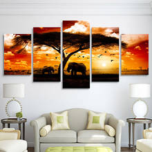 5 pcs Elephant under the tree in the African Posters Wall Art  Decoration Canvas Art  Wall For Living Room Kids Living Room 2024 - buy cheap