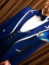 Feito sob encomenda padrinhos azul real noivo smoking pico lapela masculino ternos de casamento melhor homem 3 peças (jaqueta + calças + colete + gravata) c867 2024 - compre barato