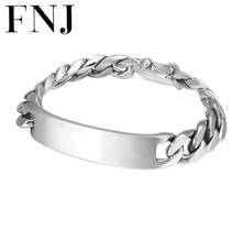 FNJ-pulsera doblada de plata 925 para hombre, brazalete de plata S925 Original de 12mm de ancho, joyería fina de 20cm de cadena de eslabones 2024 - compra barato