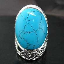 Anel de jade natural unsex, anel de prata azul lisa 925, tamanhos 7/8/9/10, 27x33mm 2024 - compre barato