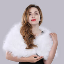Luxurious Ostrich Feather Bridal Shawl Fur Wraps Marriage Shrug Coat Bride Winter Wedding Party Jacket Coat 2024 - buy cheap