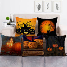 45cm*45cm  three Halloween Pumpkins high quantity cushion cover linen/cotton sofa  pillow cover decorative pillow case 2024 - buy cheap