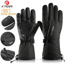 Зимние перчатки X-TIGER, теплые лыжные перчатки для мужчин и женщин, флисовые теплые перчатки для сноуборда и снега, водонепроницаемые Зимние перчатки для сенсорного экрана 2024 - купить недорого
