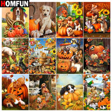 HOMFUN Diamond Painting Full Square/Round Diamond "Pumpkin dog" Pattern Embroidery Cross Stitch 5D Rhinestone Painting 2024 - buy cheap