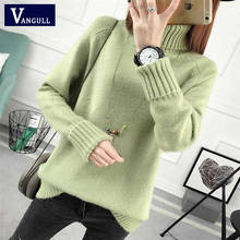 Vangull Solid Knitted Turtleneck Women Sweater Long Sleeve Thick Pullovers Fashion Autumn Winter New Casual Warm Female Sweaters 2024 - buy cheap