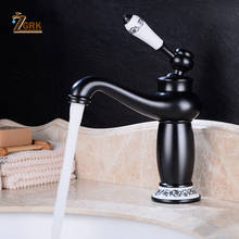 Zgrk banho torneira da bacia único punho preto torneiras de água fria e quente cerâmica pia misturadora deck montado retro 2024 - compre barato