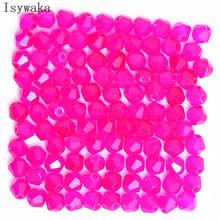 Isywaka sólido rosa 100 pçs 4mm bicone áustria contas de cristal charme grânulos de vidro solto espaçador grânulo para diy jóias fazendo 2024 - compre barato