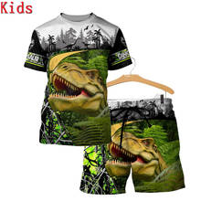 Camisetas y pantalones cortos con estampado 3D de dinosaurio para niños, traje divertido de manga corta para niño y niña, ropa de verano 11 2024 - compra barato