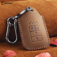 KEYYOU 4 Button Leather Remote Car Key Case Fob Keyless Cover For Honda Civic Accord Cr-v Pilot CRV 2015 2016 2017 2018 KeyChain 2024 - buy cheap