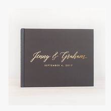 personalized Wedding Guest Book horizontal Birthday with Real Gold Foil wedding guestbook custom  names and date  photo book 2024 - buy cheap